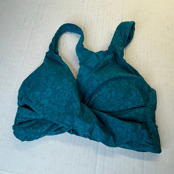 Citrus Faux Wrap Racerback Bikini Top Geometric Green Pullover Small NWT - Picture 2 of 8